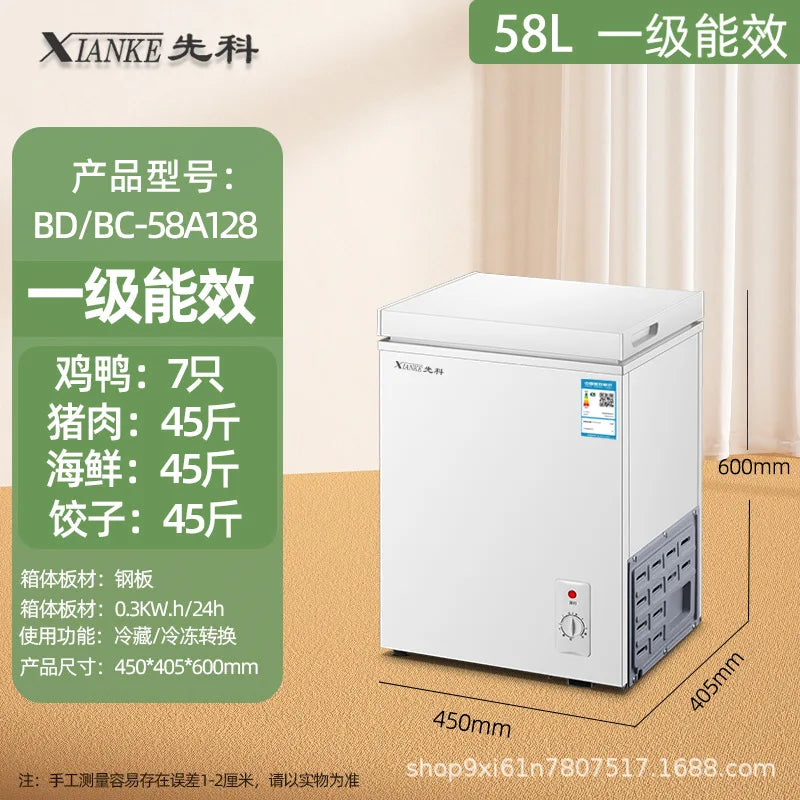 Commercial Chest Freezer Small Household Full Freezing Refrigeration Dual Purpose Mini Frost Reduction Level 1 Energy Saving