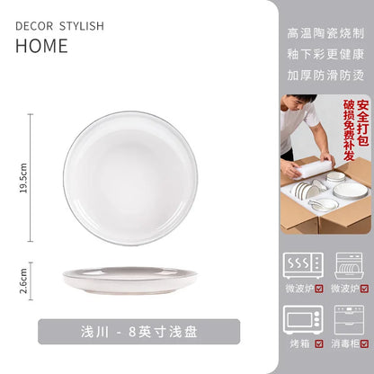 Handmade Underglaze Ceramic Deep Plate Dinnerware Set Rustic Kitchen Serving Dish Bowl Set Home Gift