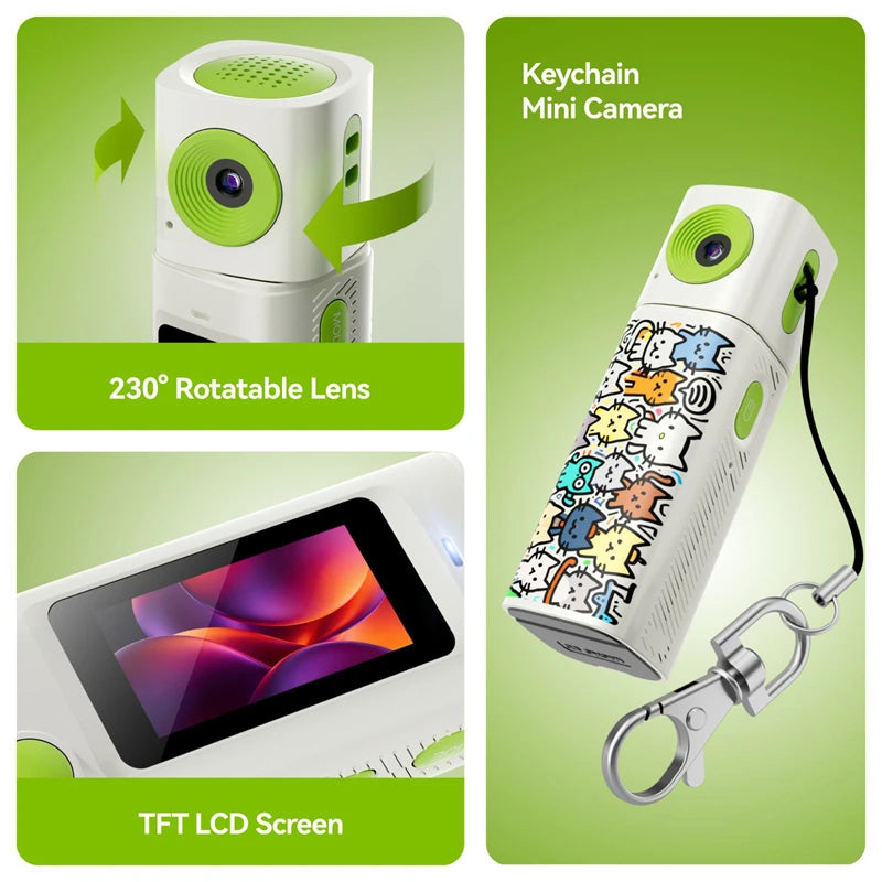 Lenovo G10 Lipstick CCD 2K Mini Thumb Camera Student Action Camera 61° HD Wide-angle Photo Video Recorder in DOPAMINE Colorway