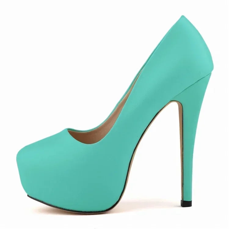 Women Pumps Sexy Stilettos Fashion Super 14cm Round Toes High Heels Platform Casual Thin Party Red Wedding Shoes Plus Size 44
