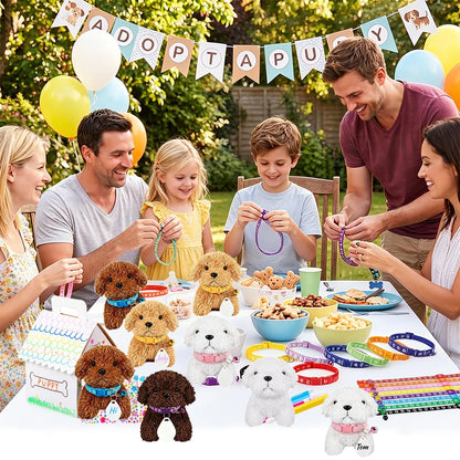 8-36Sets DIY Adopt A Puppy Party Favor Teddy Dog Stuffed Animal Bulk Adopt Me Plush Mini Animals for Dog Birthday Party Favors