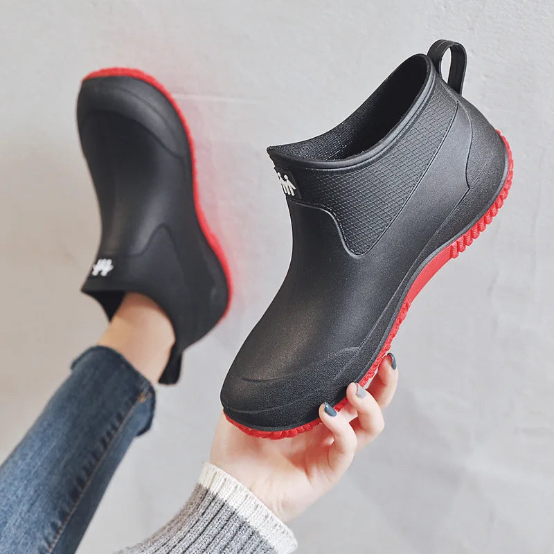 Women's Ankle Rain Boots Summer Wear-resistant Anti-Slip Couple Men And Women Short Rubber Boots Suitable For Outdoor Camp