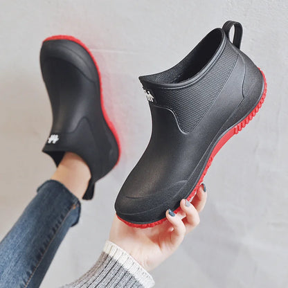 Women's Ankle Rain Boots Summer Wear-resistant Anti-Slip Couple Men And Women Short Rubber Boots Suitable For Outdoor Camp