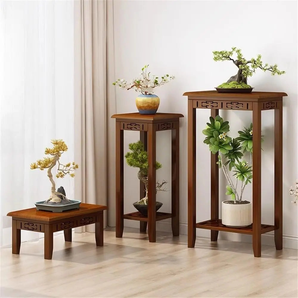 Balcony Floor Standing Bonsai Base, Living Room Sofa Side Indoor Office Plant Shelf Chinese Display Stands