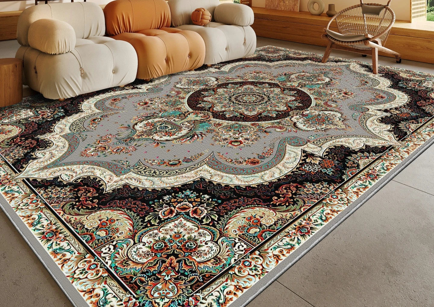 Ethnic Style Bedroom Decor Retro Carpet Light Luxury Carpets for Living Room Washable Lounge Soft Floor Mat Anti-slip Study Rug