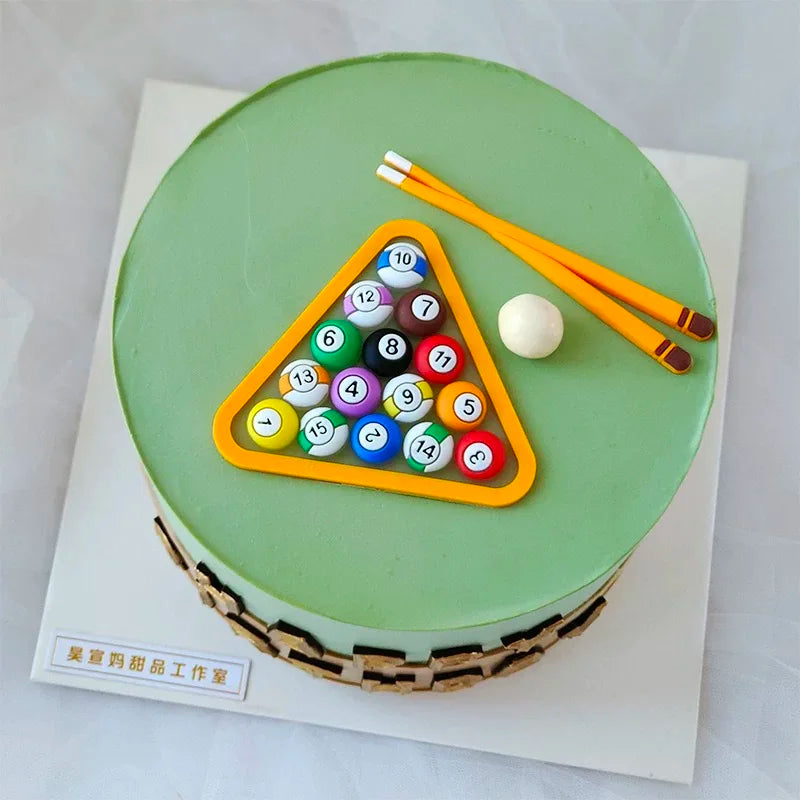 Billiard Cake Birthday Decoration Happy Father's Day Birthday Beer Dad Happy Men's Party Table Tennis Cake Ornaments