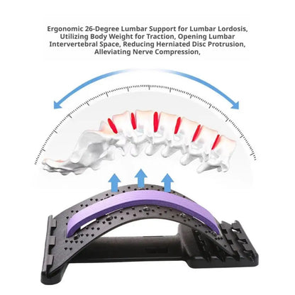 Lumbar Relaxation Device Acupressure Back Stretcher 4-Level Adjustable Massager For Lower Back Pain Relief Lumbar Spine Support
