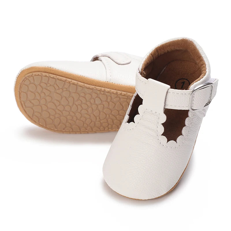 Breathable Newborn Baby Shoes Baby Boy Girl Shoes Girl Classic Bowknot Rubber Sole Anti-slip PU  Toddler Shoes First Walker