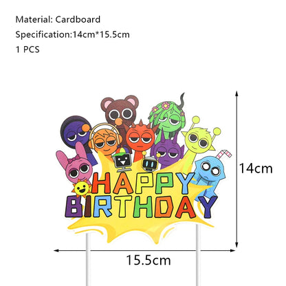 Sprunki Birthday Party Decoration Incredibox Latex Aluminum Foil Balloon For Kids Event Supplies Banner Disposable Tableware