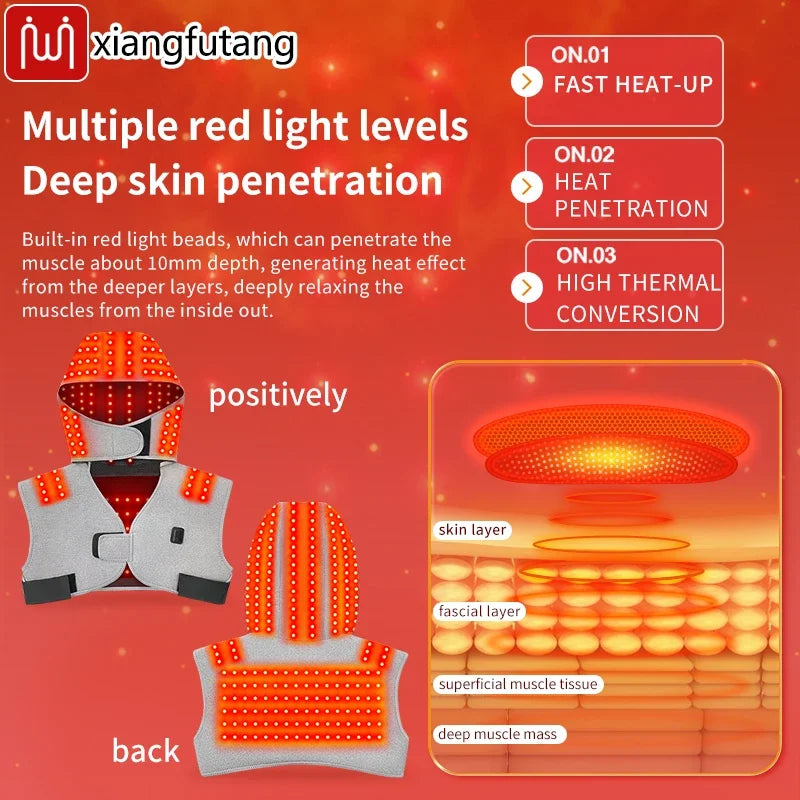 Red Light Electric Heating Hooded Vest Support Thermal Waterproof Adjustabe Massage Warmer Brace Warm Jacket Back Massage