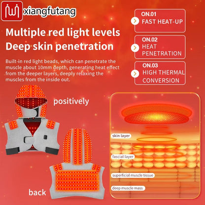 Red Light Electric Heating Hooded Vest Support Thermal Waterproof Adjustabe Massage Warmer Brace Warm Jacket Back Massage