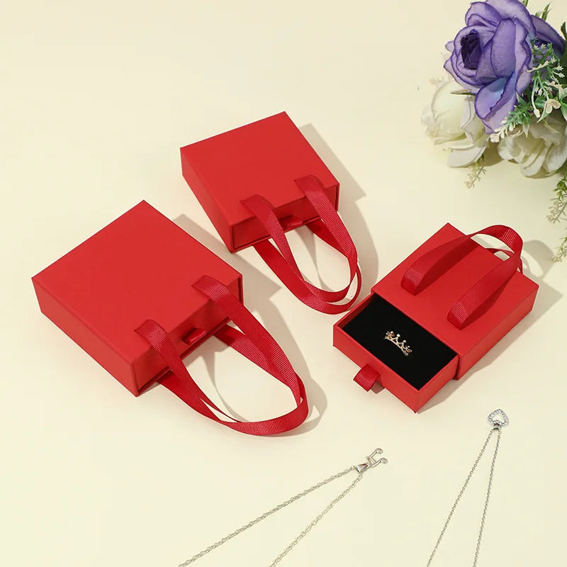 Handheld Drawer Jewelry Box Portable Ring Earrings Necklace Gifts Packageing Box Wedding Valentine's Day Jewelry Case for Women