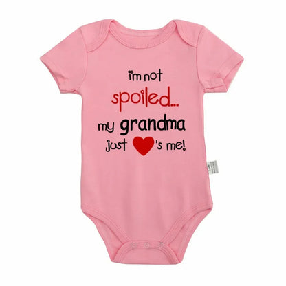 I'm Not Spoiled My Grandma Loves Me Baby Romper Crawling Clothes Triangle Onesies Newborn Baby Clothes Onesies for Babies