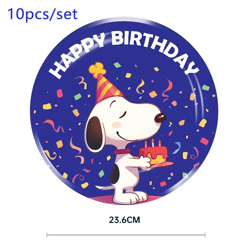 Happy Birthday Party Decorations Dog Banner Flag Foil Latex Balloons White Anime Supplies Baby Boy Girl Kids Cute Toy Gifts