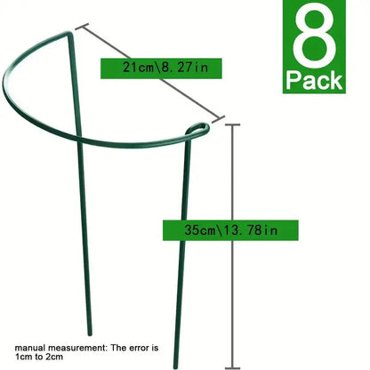 6pcs Plant Support Stakes, Half Round Metal Garden Plant StakeIndoor Peony Cages And Supports, Green Plant Support RingBorder