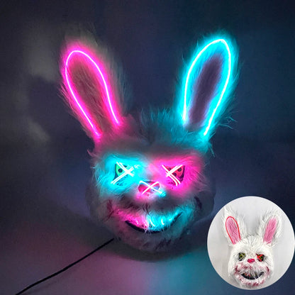 Novelty LED Bloody Furry Bunny Rabbit Bear Mask Realistic Scary Horror Killer Adult Masquerade Cosplay Costume Accessory