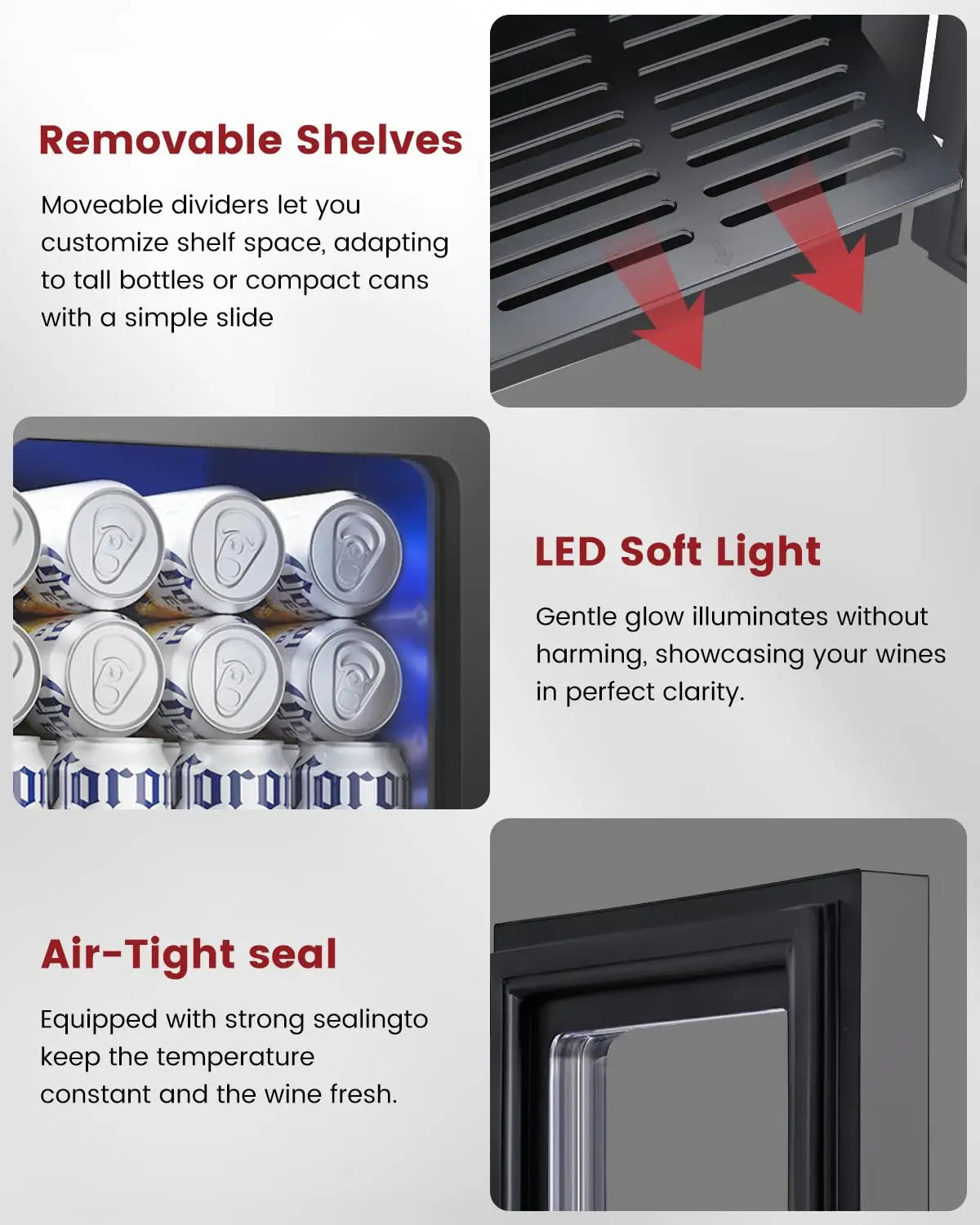 24 Cans Beverage Refrigerator Cooler - Mini Fridge with Digital Temperature Control, Soda Wine Beer Drink Fridge -, Custom