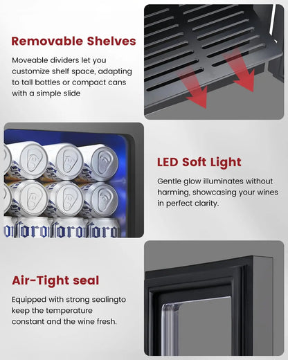 24 Cans Beverage Refrigerator Cooler - Mini Fridge with Digital Temperature Control, Soda Wine Beer Drink Fridge -, Custom