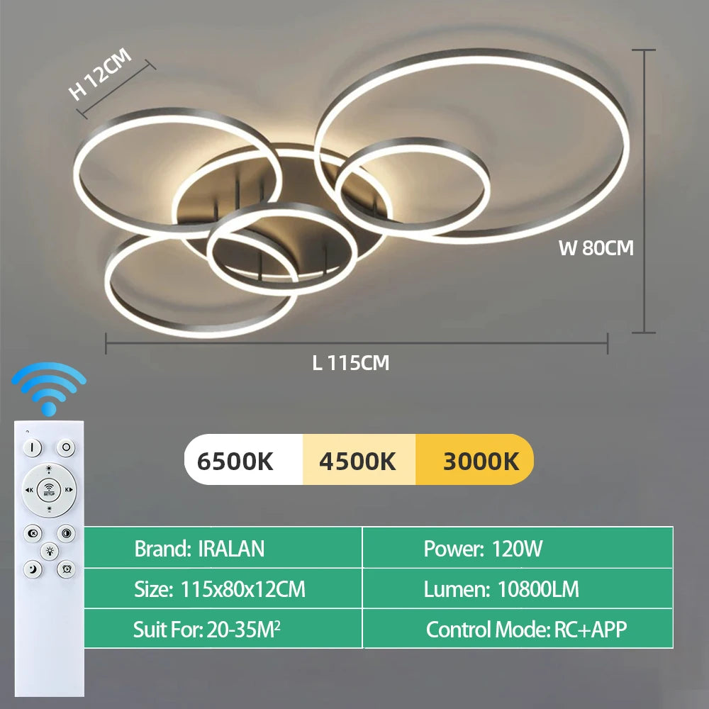 Modern Ceiling Chandelier Dimmable Ceiling Lamp LED Lights Indoor Lighting Fixtures for Home Living Study Room Bedroom Luminaire
