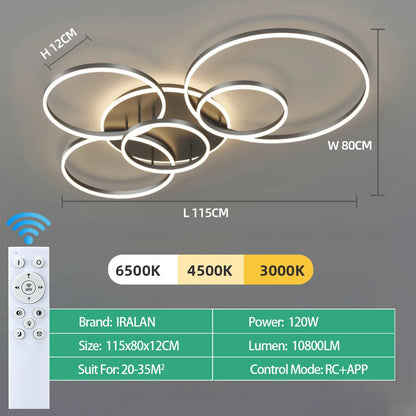 Modern Ceiling Chandelier Dimmable Ceiling Lamp LED Lights Indoor Lighting Fixtures for Home Living Study Room Bedroom Luminaire