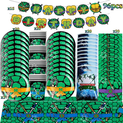 Cartoon Turtles Birthday Party Decorations Tableware Tablecloth Cup Plate Bag Napkins Balloon Baby Shower Turtles Party Favors