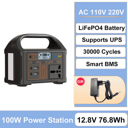 Gaiaray 100W 200W 300W 500W Portable Power Station Pure Sine Wave Solar Generator LiFePo4 Battery Power Plant For Camping Energy