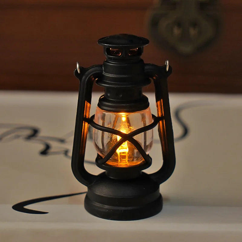 Dollhouse Mini Led Retro Glowing Pony Lantern Simulation Cande Light Night Light  Dolls Miniature oil light Lamp Home Decor Toy