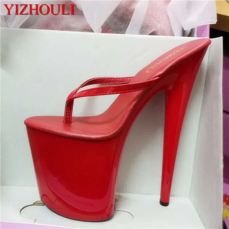 Stylish 15cm princess slippers for the summer, sexy nightclub heels, and 6-inch stiletto slippers with lacquered heels