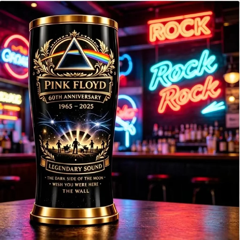 Pink Floyd 60th Anniversary Beer Mug The Dark Side Of The Moon Rock Band Drinking Cup Gothic Black Gold Barware For Fans Gift