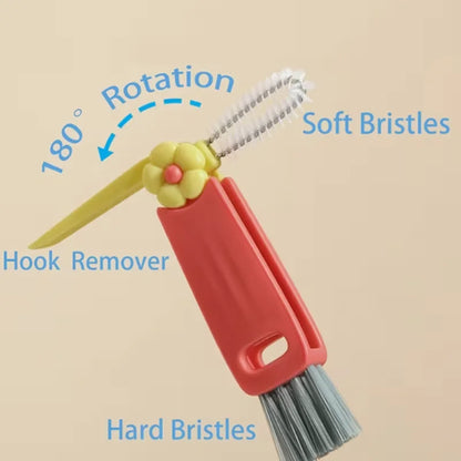Flower Petal Three-Piece Cup Lid Brush, Water Bottle Gap Straw Cleaner, Cup Lid Gap Cleaning Brush, Cup Cleaning Tool