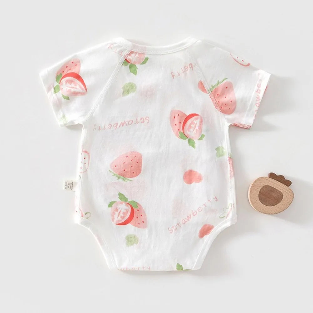 AYNIGIELL Summer Pure Cotton Clothes Newborn Baby Girls Boys Romper Cotton Short-sleeved Bodysuit Infant Baby Clothes