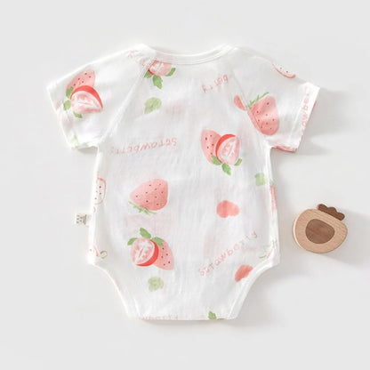 AYNIGIELL Summer Pure Cotton Clothes Newborn Baby Girls Boys Romper Cotton Short-sleeved Bodysuit Infant Baby Clothes