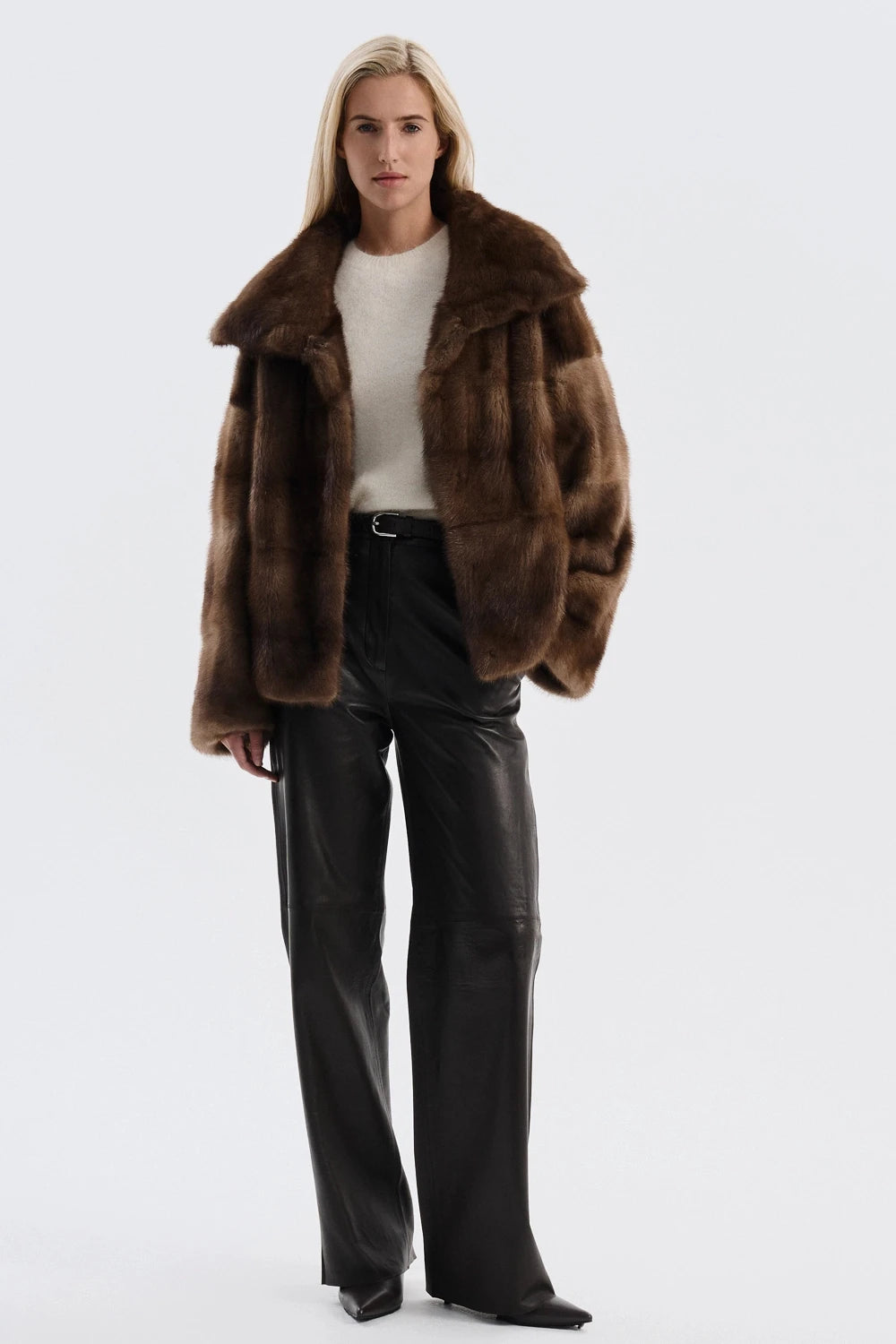 IG 2026 Women High Collar Batwing Faux Mink Fur Jacket Loose Short Luxury Warm Winter Trendy Street Fashion Outer Coat