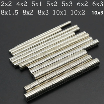 Super Powerful round Neodymium Magnet NdFeB N35 Strong Permanent Magnetic Imans for Refrigerator Various Sizes 2x2/4x2/5x1/6x2/8