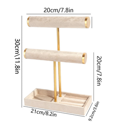 Multi-Functional Two-Level T-Style Bangle Stand for Bracelet, Bangle & Jewelry Storage