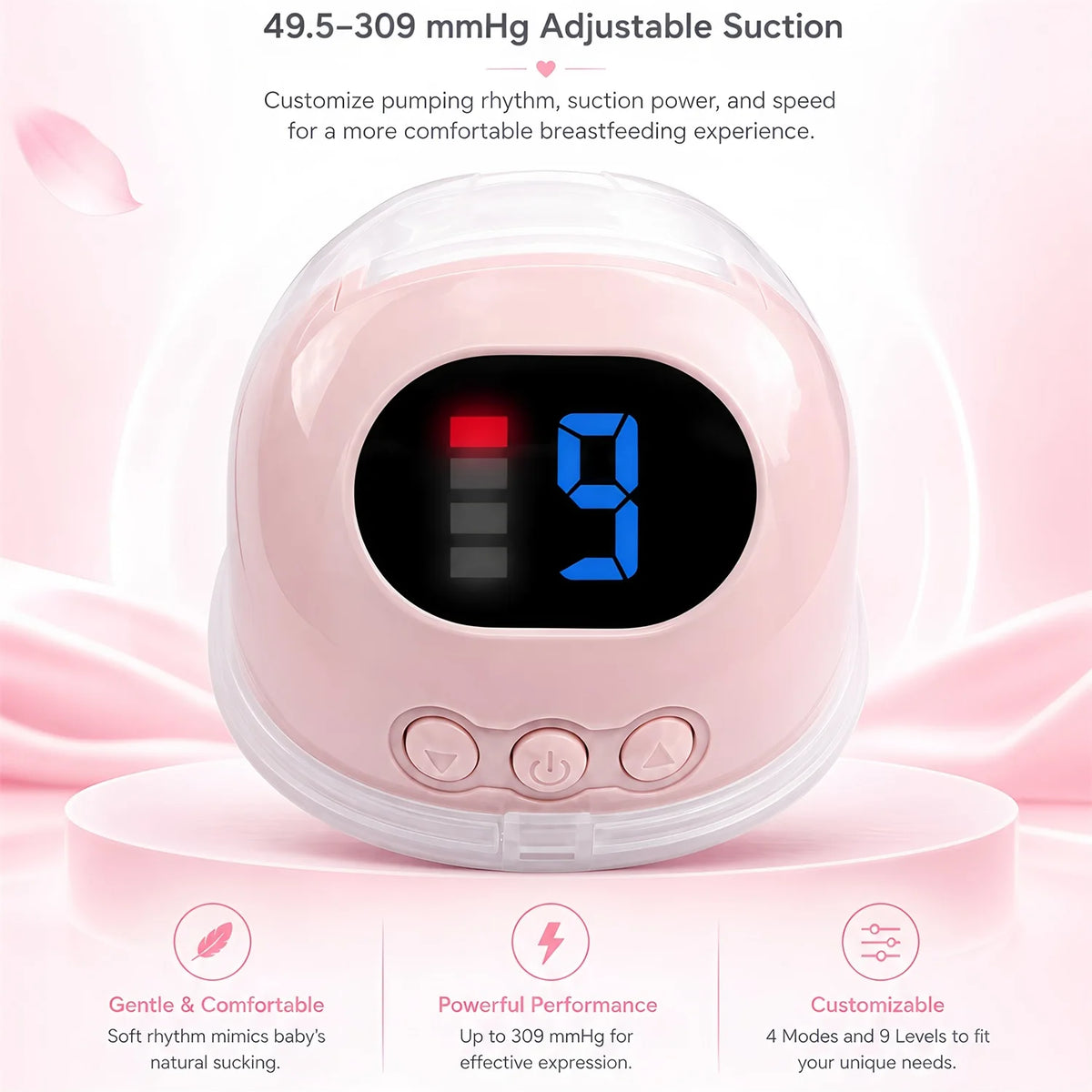 Adjustable Suction Wearable Electric Breast Pump Hands‑Free In‑Bra Design Quiet Portable Breast Milk Pump for Daily Breastfeedin