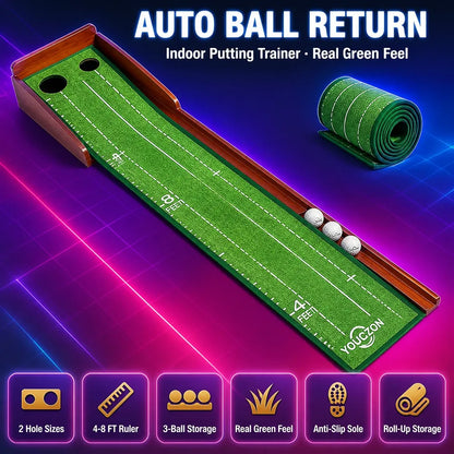 120in Putting Training Foldable Golf Putting Mat With Auto Ball Return Indoor Outdoor Professional Practice Aid For Home Office