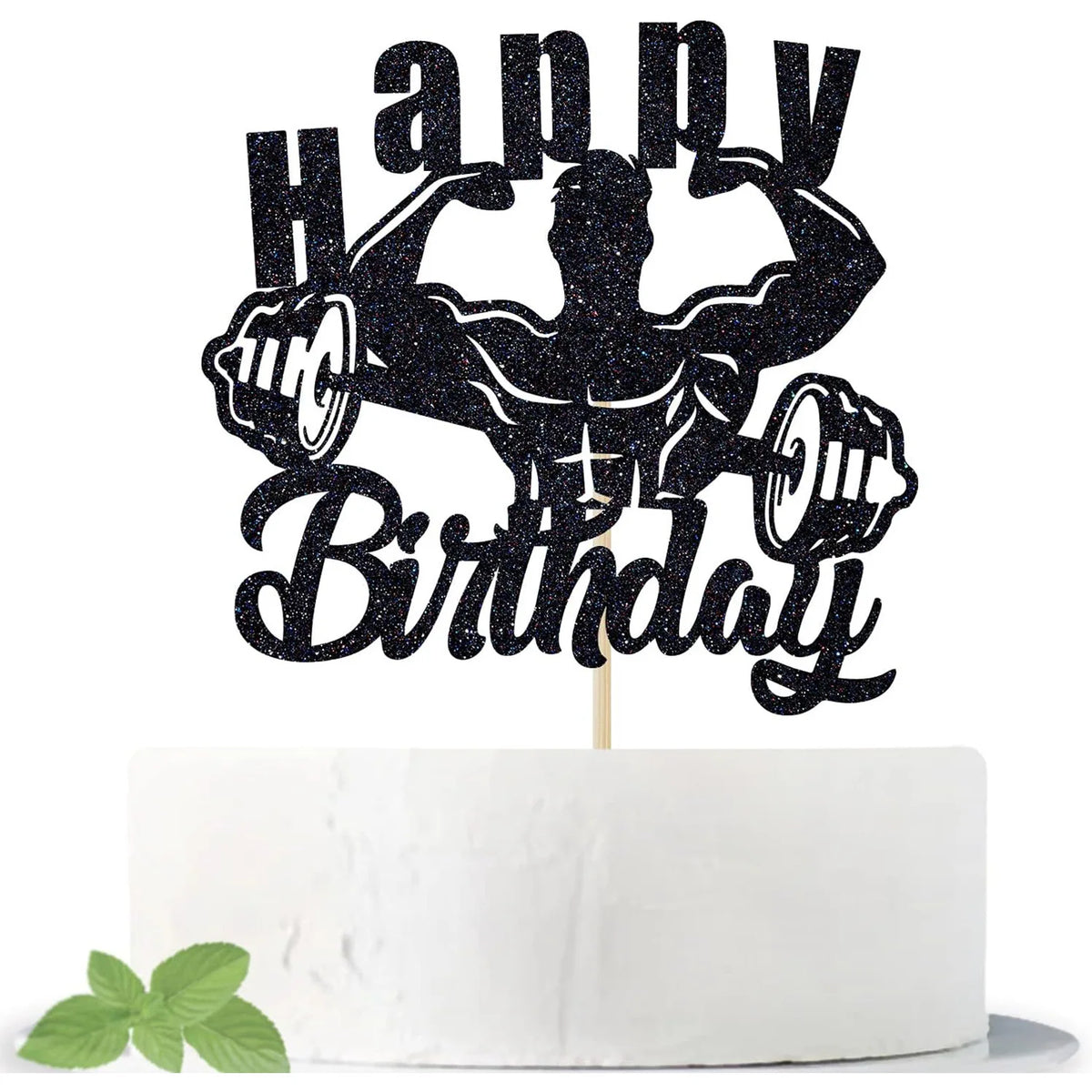 Muscular Man Cake Topper Happy Birthday Sports Fitness Themed Muscle Man Cupcake Topper Dessert Decoration Baking Supplies Diy