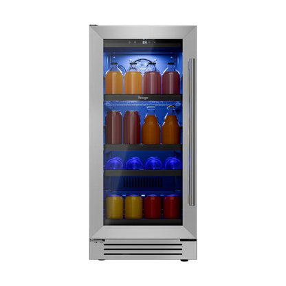 Under Counter Beverage Cooler 85L Built-in Refrigerator 80 Cans Fast Cooling 34°F-54°F 3.0 cu ft Stainless Steel Freestanding Wine Beer Fridge for Kitchen Bar