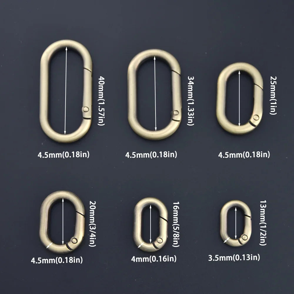 5pcs Metal Oval O Ring Spring Clasp Openable Round Carabiner Keychain Clips Hook Dog Chain DIY Jewelry Buckle