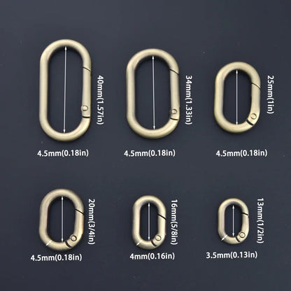 5pcs Metal Oval O Ring Spring Clasp Openable Round Carabiner Keychain Clips Hook Dog Chain DIY Jewelry Buckle