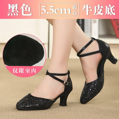 New Sequin Red Black Gold Silver Women Ballroom Tango Salsa Latin Dance Shoes / Cheap Closed Toe Salsa Shoes Soft Sole