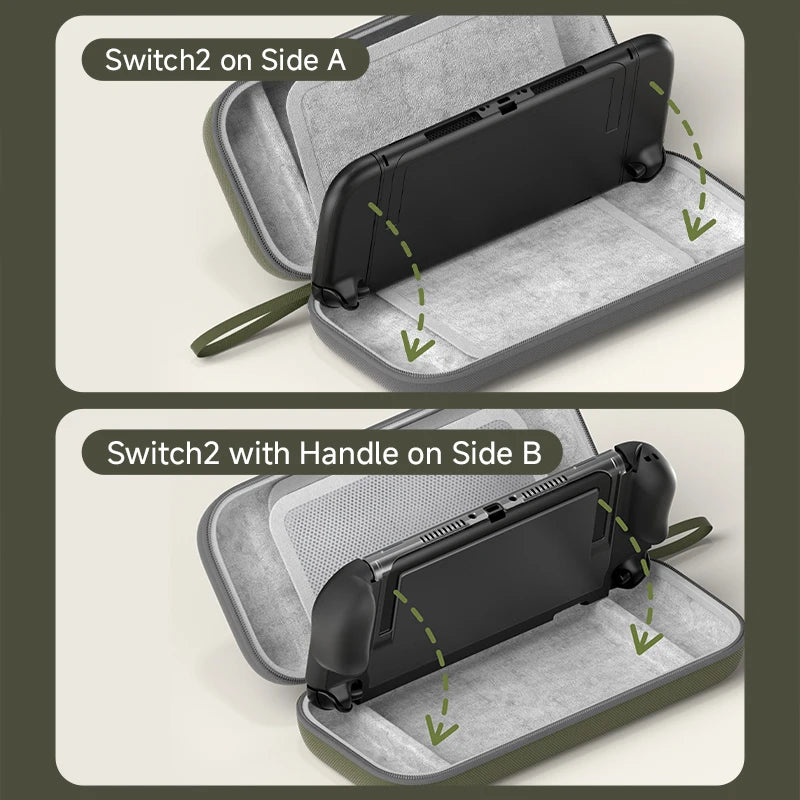 Hagibis Carrying Case for Switch 2 Hard Shell Portable Travel Pouch Dual-sided Bag for NS2 Accessories with 10 Game Cartridges