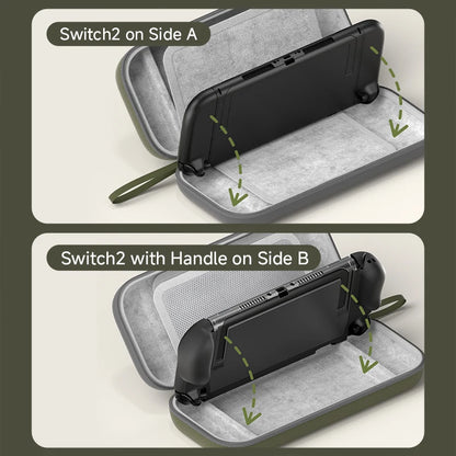 Hagibis Carrying Case for Switch 2 Hard Shell Portable Travel Pouch Dual-sided Bag for NS2 Accessories with 10 Game Cartridges