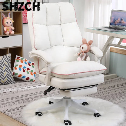 Office  Reclining Armchair with Footrest WCG Computer Gaming  Internet Cafe Gamer  bedroom study  Pink white