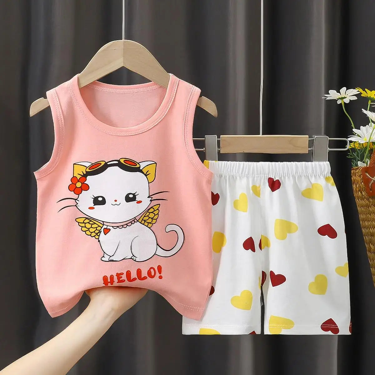 Summer Children's Vest Set Pure Cotton Baby Sleeveless Vest 2-piece Clothes Boy's Clothing Set Baby Toddler Clothing For Boy