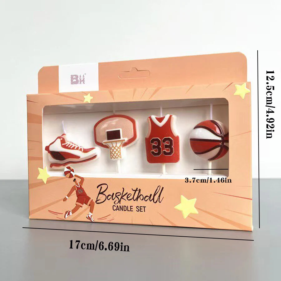 4Pcs Basketball Themed Candle Cake Decoration Basketball Clothes Sneakers Ball Frame Candles Birthday Celebration Baking Plugin