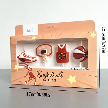 4Pcs Basketball Themed Candle Cake Decoration Basketball Clothes Sneakers Ball Frame Candles Birthday Celebration Baking Plugin