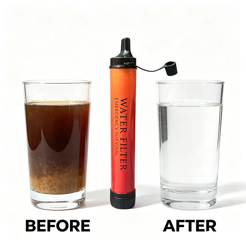 1pcs Portable Emergency Survival Water Filter Straw, Physical Purification Drinking Straw for Camping & Hiking