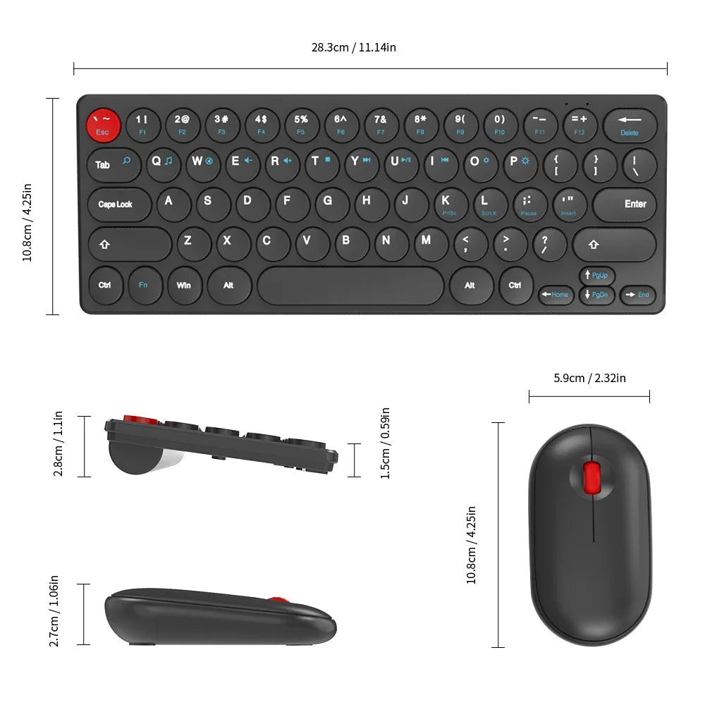 2.4G Wireless Keyboard and Mouse Combo Battery Power Bluetooth Keyboard and Mouse Set for Laptop for Ipad Cell Phone Tablet